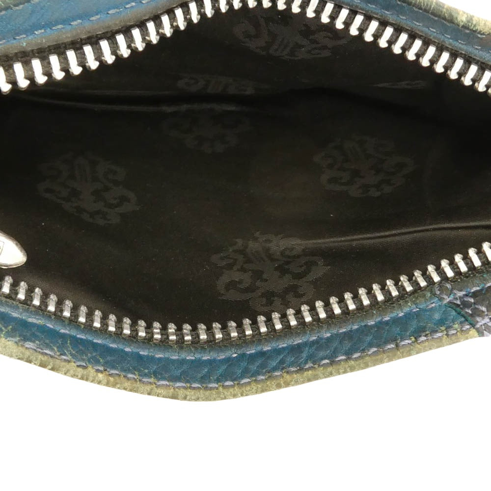 CHROME HEARTS クロムハーツ（原本有） ZPR CHNG PURSE #2 NULTY チェンジパース セメタリー クロスパッチ ダガージップ コインケース ブルー系【中古】