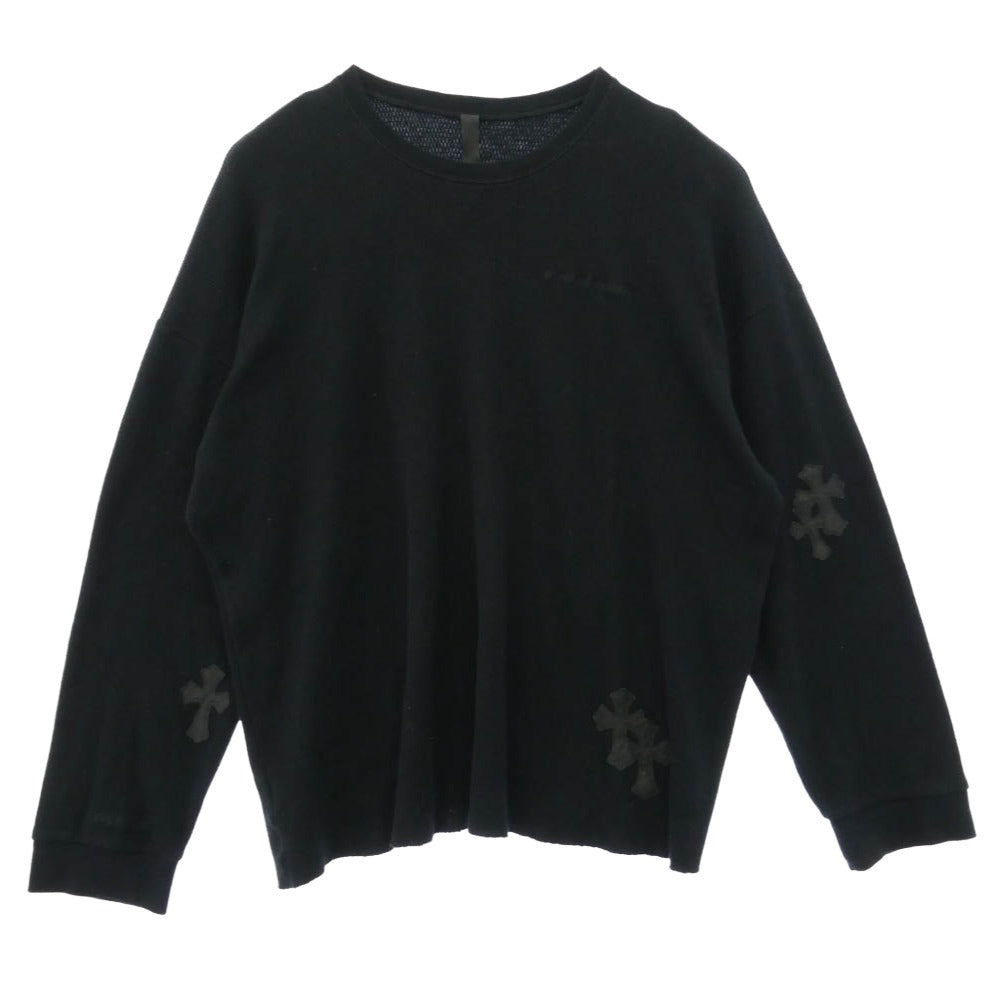CHROME HEARTS クロムハーツ（原本無） Y NOT クロスパッチ付き サーマル 長袖 カットソー ブラック系 XL【中古】