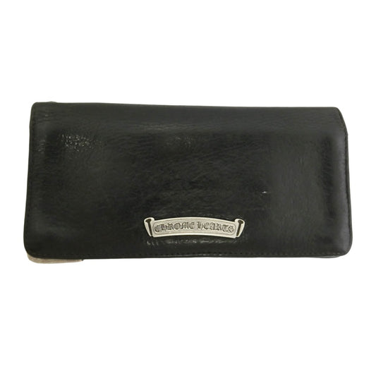 CHROME HEARTS クロムハーツ（原本無） LNG SNGL FLD TIPS シングルフォールド ウォレット レザー 長財布 ブラック系【中古】