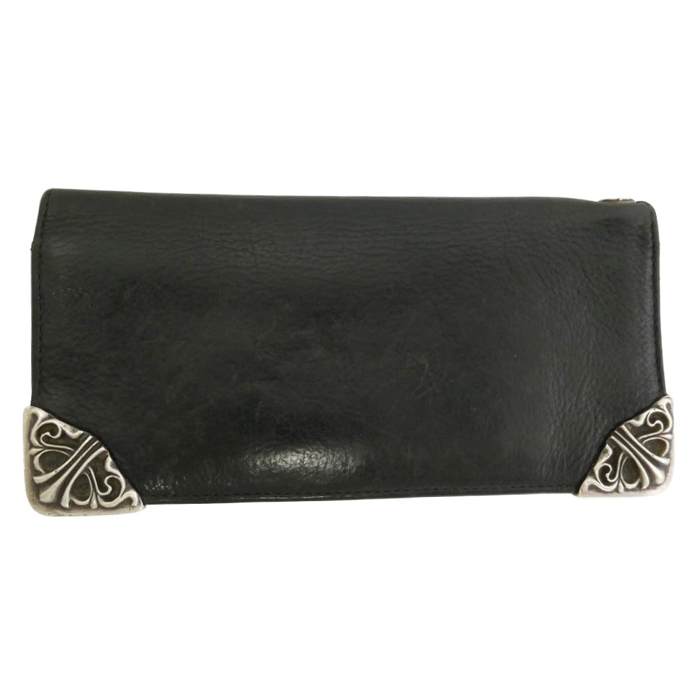 CHROME HEARTS クロムハーツ（原本無） LNG SNGL FLD TIPS シングルフォールド ウォレット レザー 長財布 ブラック系【中古】
