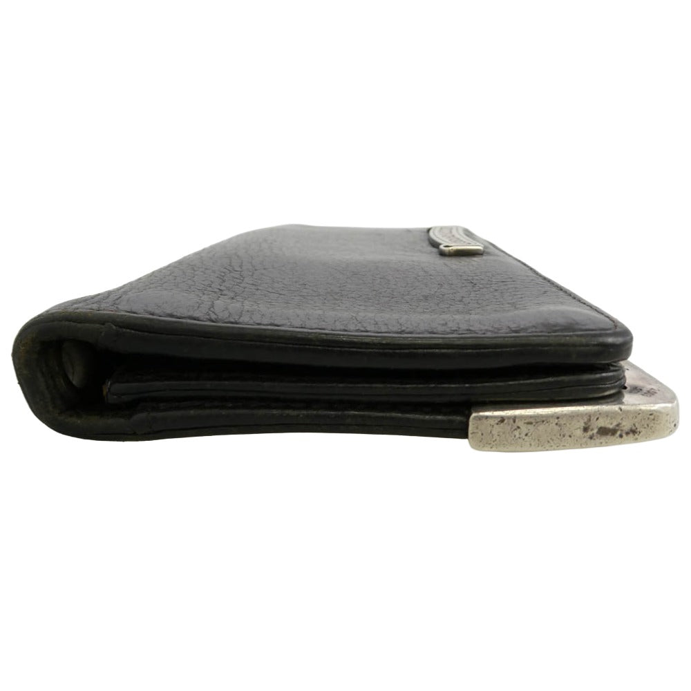 CHROME HEARTS クロムハーツ（原本無） LNG SNGL FLD TIPS シングルフォールド ウォレット レザー 長財布 ブラック系【中古】