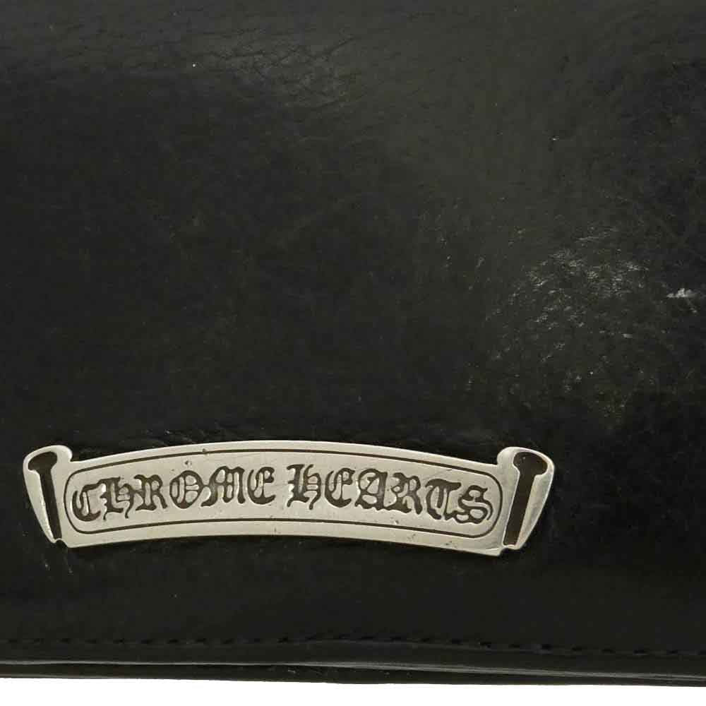 CHROME HEARTS クロムハーツ（原本無） LNG SNGL FLD TIPS シングルフォールド ウォレット レザー 長財布 ブラック系【中古】