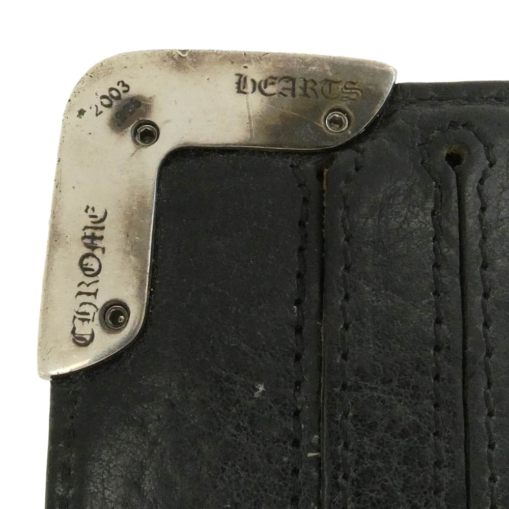 CHROME HEARTS クロムハーツ（原本無） LNG SNGL FLD TIPS シングルフォールド ウォレット レザー 長財布 ブラック系【中古】