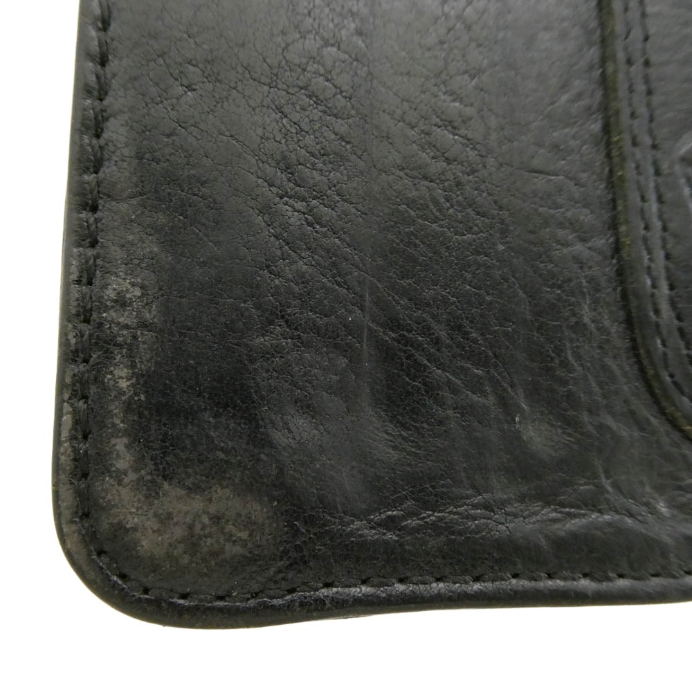 CHROME HEARTS クロムハーツ（原本無） LNG SNGL FLD TIPS シングルフォールド ウォレット レザー 長財布 ブラック系【中古】