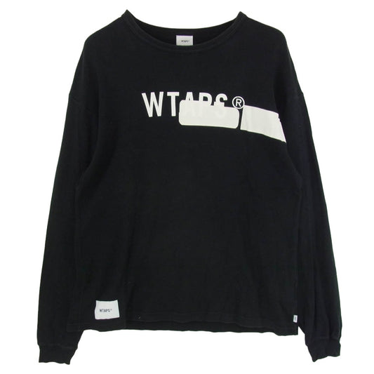 WTAPS ダブルタップス 19AW 192ATDT-CSM12 SIDE EFFECT LS TEE サイド エフェクト ロゴ 長袖 Tシャツ カットソー ブラック系 X01【中古】
