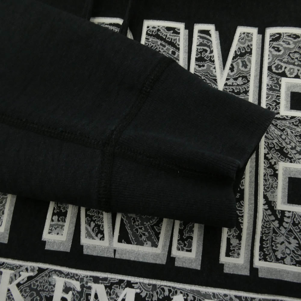 Supreme シュプリーム 17AW Paisley Fuck Em All Hooded Sweatshirt ペイズリー ロゴ フーデッド スウェットシャツ フーディー パーカー ブラック系 S【中古】