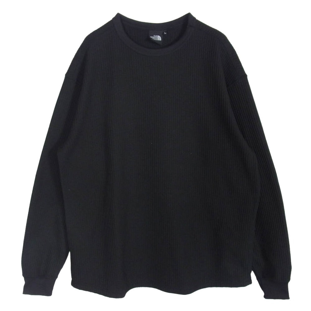 THE NORTH FACE ノースフェイス NT62436 L/S Warm Waffle Crew ロングスリーブ ウォーム ワッフル クルーネック カットソー 長袖 Tシャツ ブラック系 L【中古】