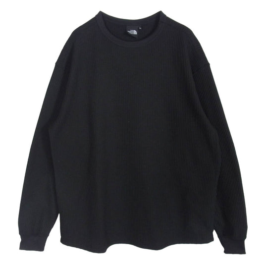 THE NORTH FACE ノースフェイス NT62436 L/S Warm Waffle Crew ロングスリーブ ウォーム ワッフル クルーネック カットソー 長袖 Tシャツ ブラック系 L【中古】