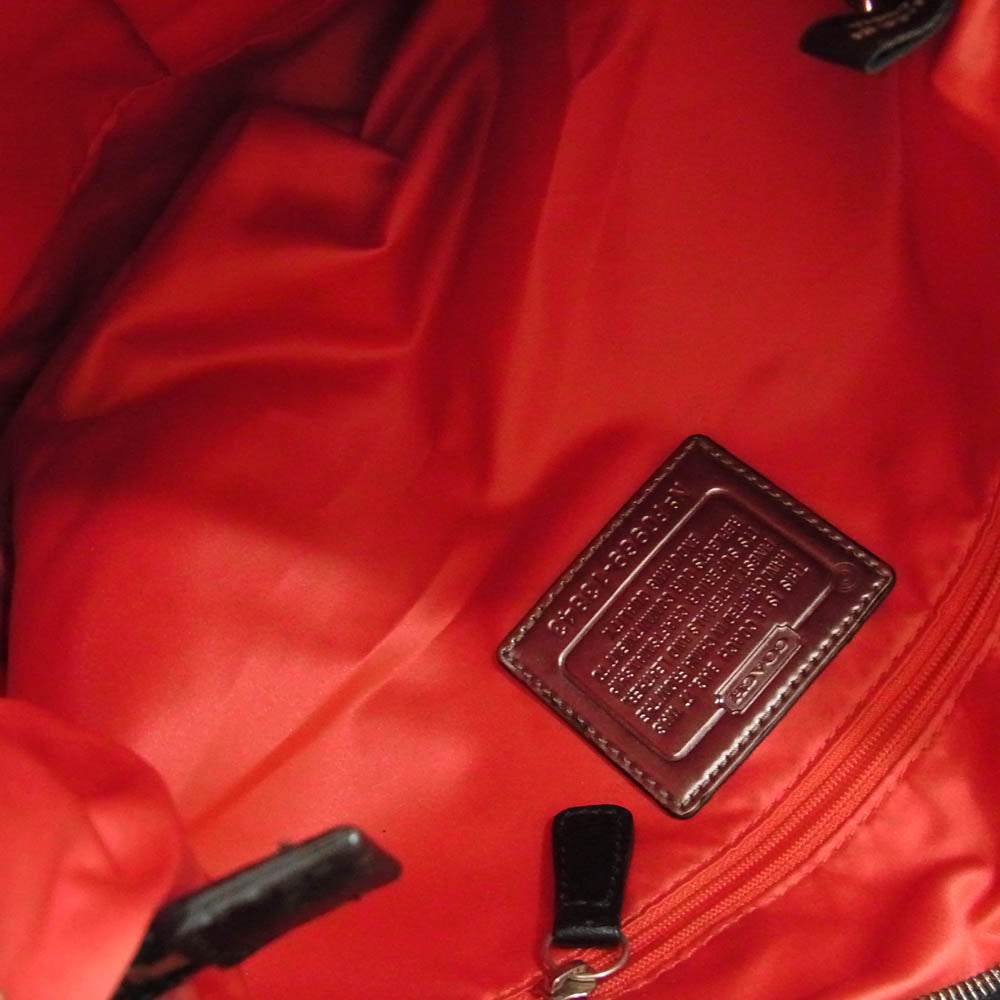 COACH コーチ 13843 シグネチャー ロゴ ナイロン ショルダー ハンド バッグ ブラック系【中古】