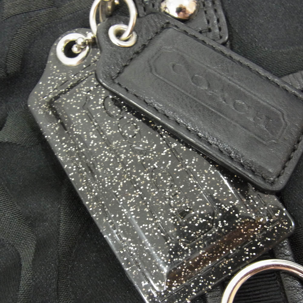 COACH コーチ 13843 シグネチャー ロゴ ナイロン ショルダー ハンド バッグ ブラック系【中古】