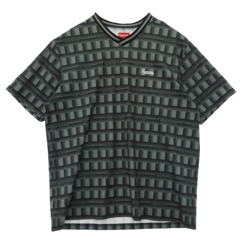 Supreme シュプリーム 20SS Grid Soccer Jersey グリッド サッカー ジャージ Vネック 半袖 Tシャツ カットソー グリーン系 L【中古】