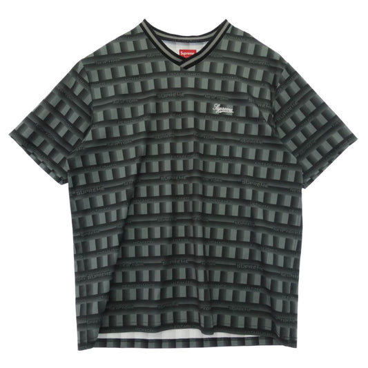 Supreme シュプリーム 20SS Grid Soccer Jersey グリッド サッカー ジャージ Vネック 半袖 Tシャツ カットソー グリーン系 L【中古】