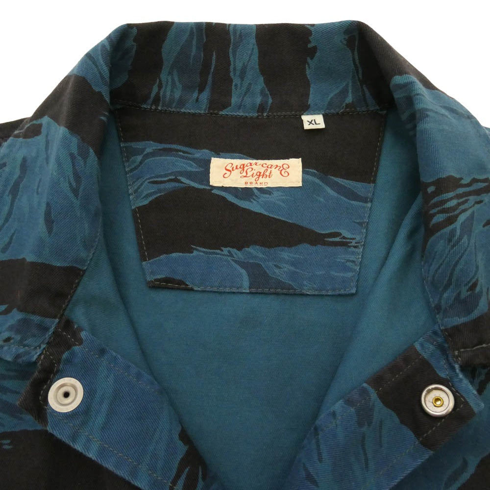 SUGAR CANE シュガーケーン SC13507 BLUE CAMOFLAGE COACH JACKET フロントスナップボタン カモ コーチ シャツ ジャケット ブラック系 ブルー系 XL【中古】