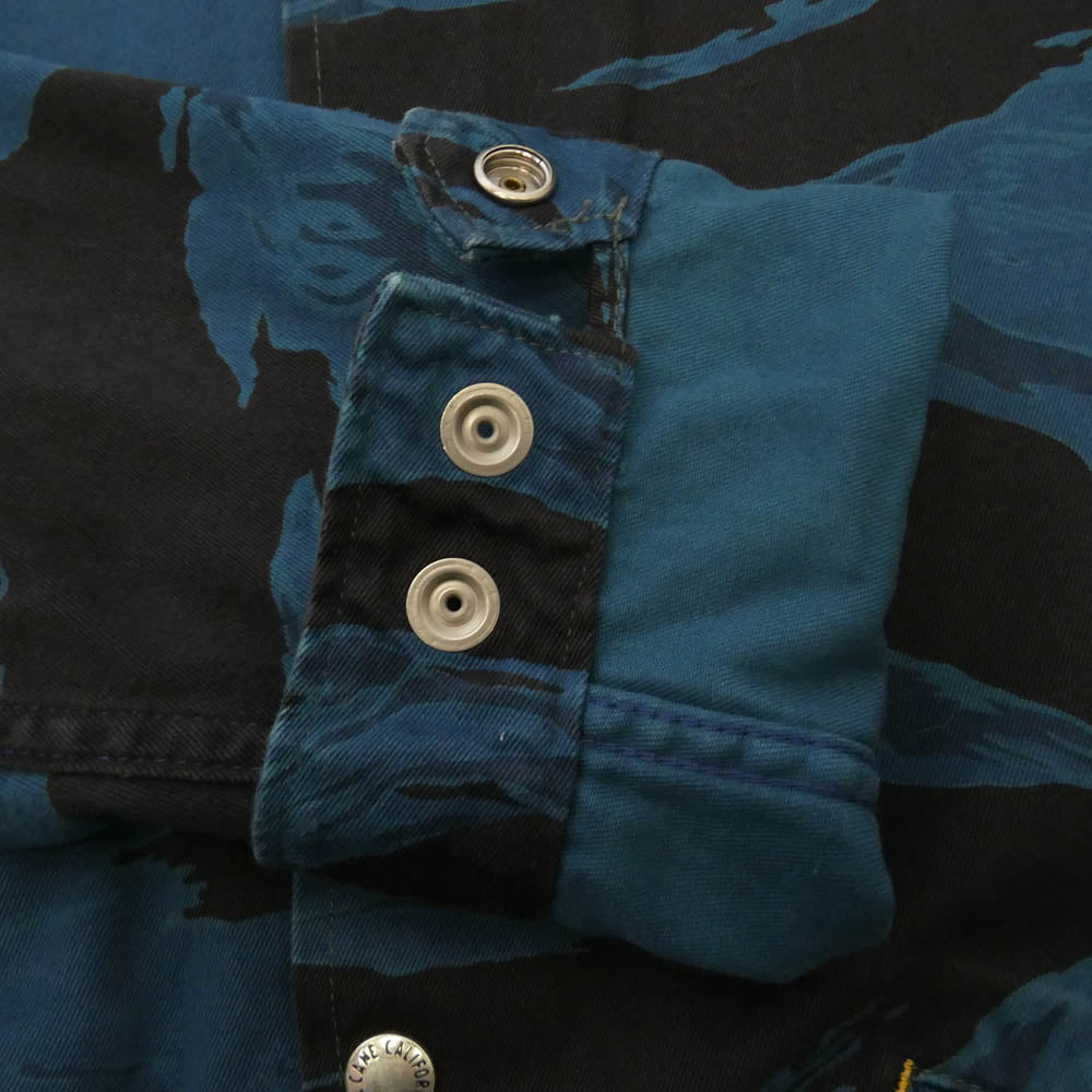 SUGAR CANE シュガーケーン SC13507 BLUE CAMOFLAGE COACH JACKET フロントスナップボタン カモ コーチ シャツ ジャケット ブラック系 ブルー系 XL【中古】