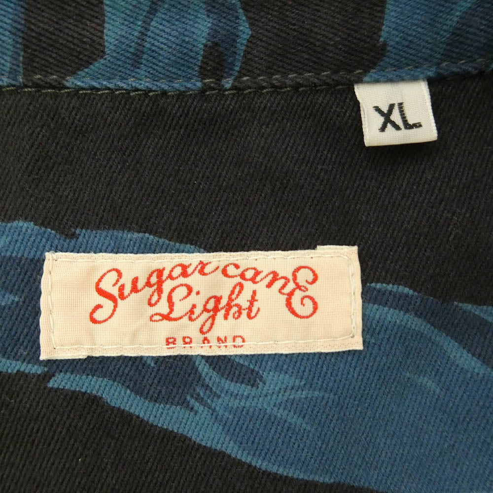 SUGAR CANE シュガーケーン SC13507 BLUE CAMOFLAGE COACH JACKET フロントスナップボタン カモ コーチ シャツ ジャケット ブラック系 ブルー系 XL【中古】