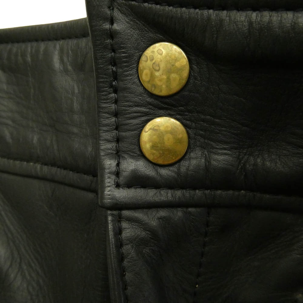 フォースピード ジップフライ 裾ジップ レザー パンツ ブラック系 33【中古】
