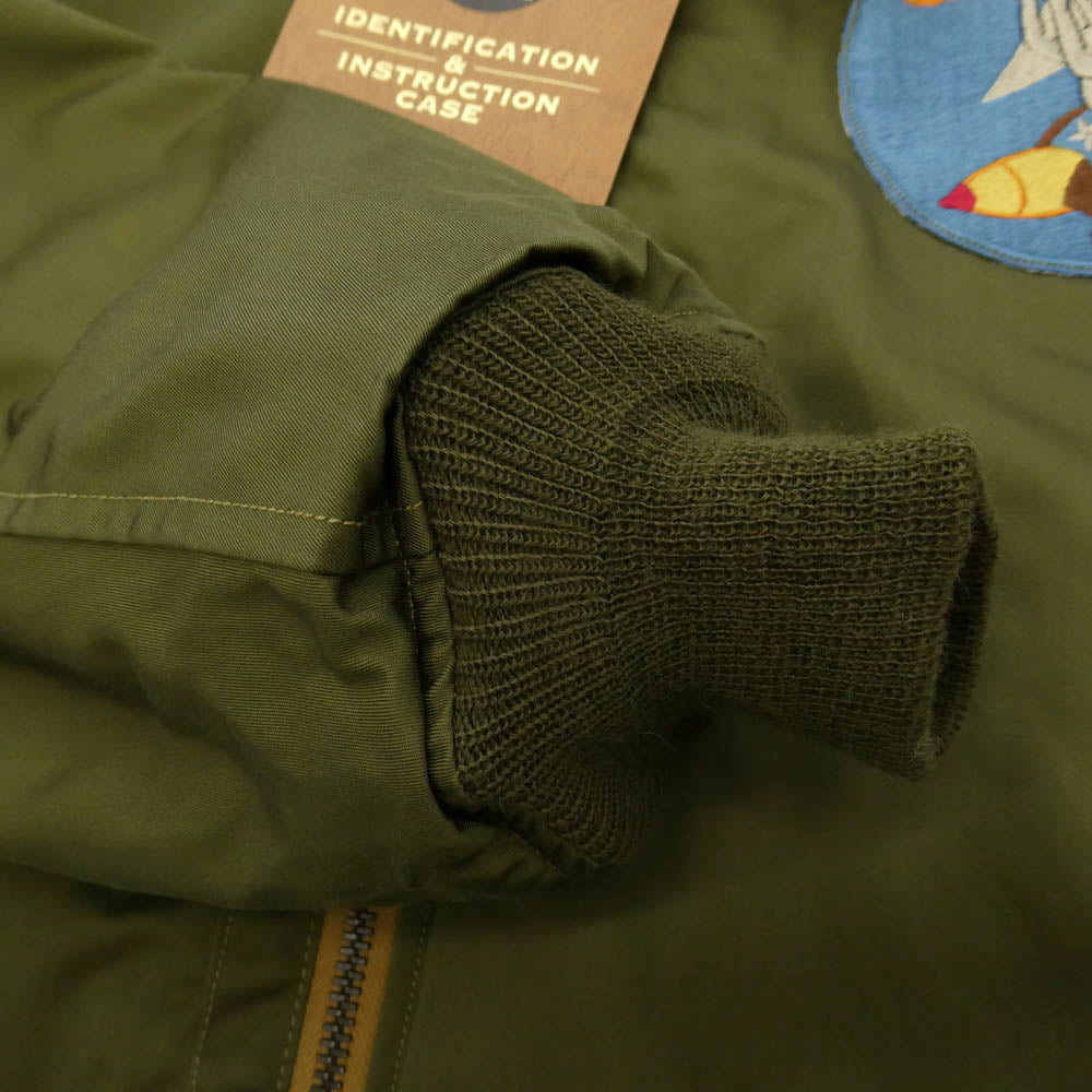 Buzz Rickson's バズリクソンズ BR11743 B-15 64th BOMB 刺繍ワッペン 裏地モヘア混ウール フライト ボンバー ジャケット ブルゾン モスグリーン系 42【中古】