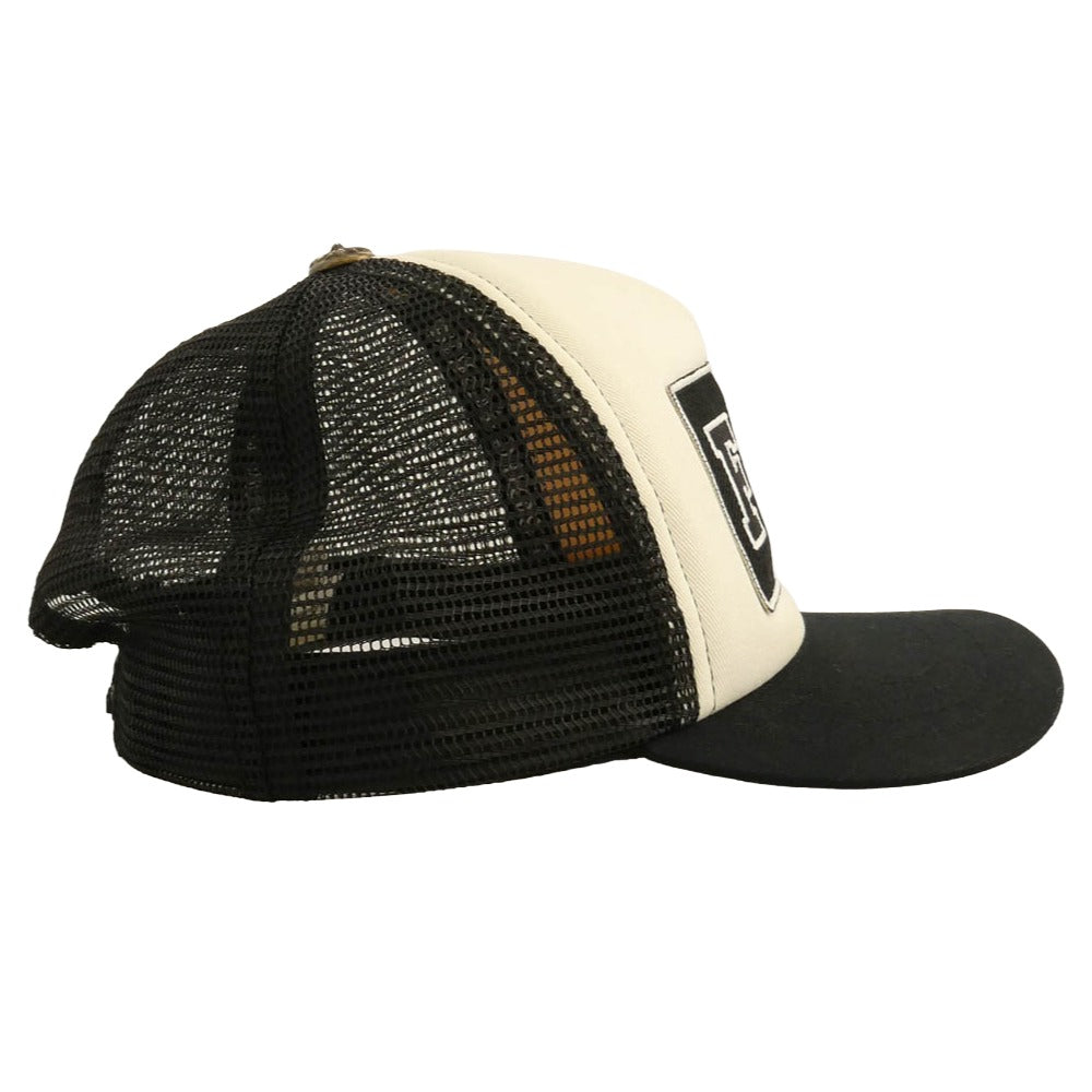 CHROME HEARTS クロムハーツ（原本無） Foti Trucker Cap フォティ トラッカー メッシュ キャップ FOTIパッチ クロスボール 帽子 ブラック系 ホワイト系 53-60【中古】