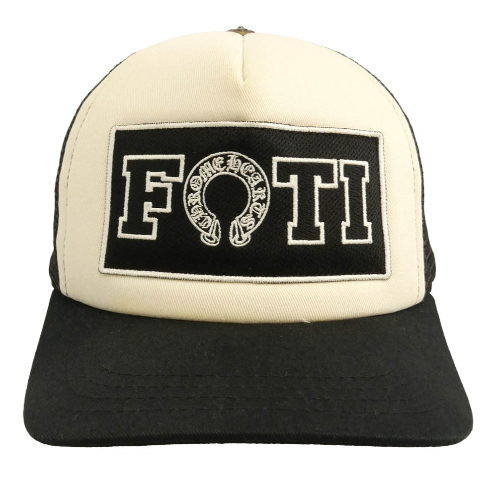 CHROME HEARTS クロムハーツ（原本無） Foti Trucker Cap フォティ トラッカー メッシュ キャップ FOTIパッチ クロスボール 帽子 ブラック系 ホワイト系 53-60【中古】