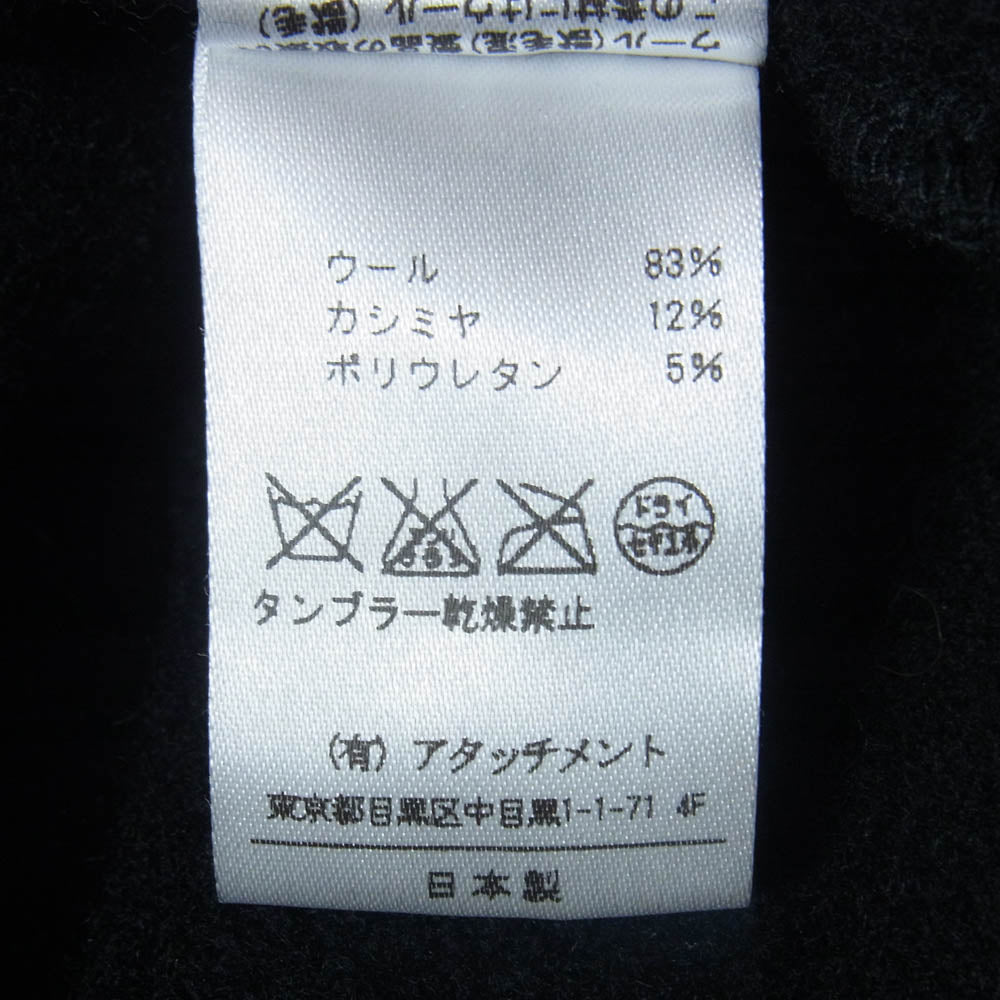 カズユキクマガイアタッチメント 16AW KB62-118 カシミヤ混 ストレッチ フラノ ジップアップ パーカー ブラック系 1【中古】