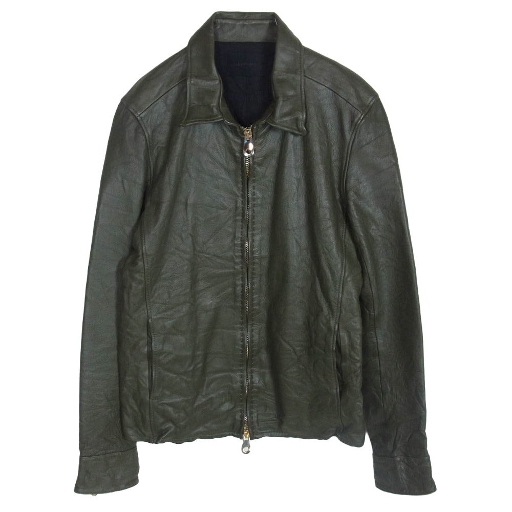 junhashimoto ジュンハシモト LET015 WCF03 シングル ライダース 牛革 カウレザー ジャケット カーキ系 3【中古】