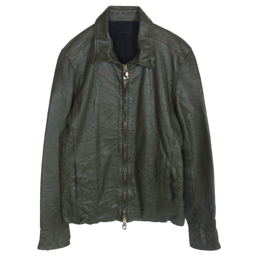 junhashimoto ジュンハシモト LET015 WCF03 シングル ライダース 牛革 カウレザー ジャケット カーキ系 3【中古】