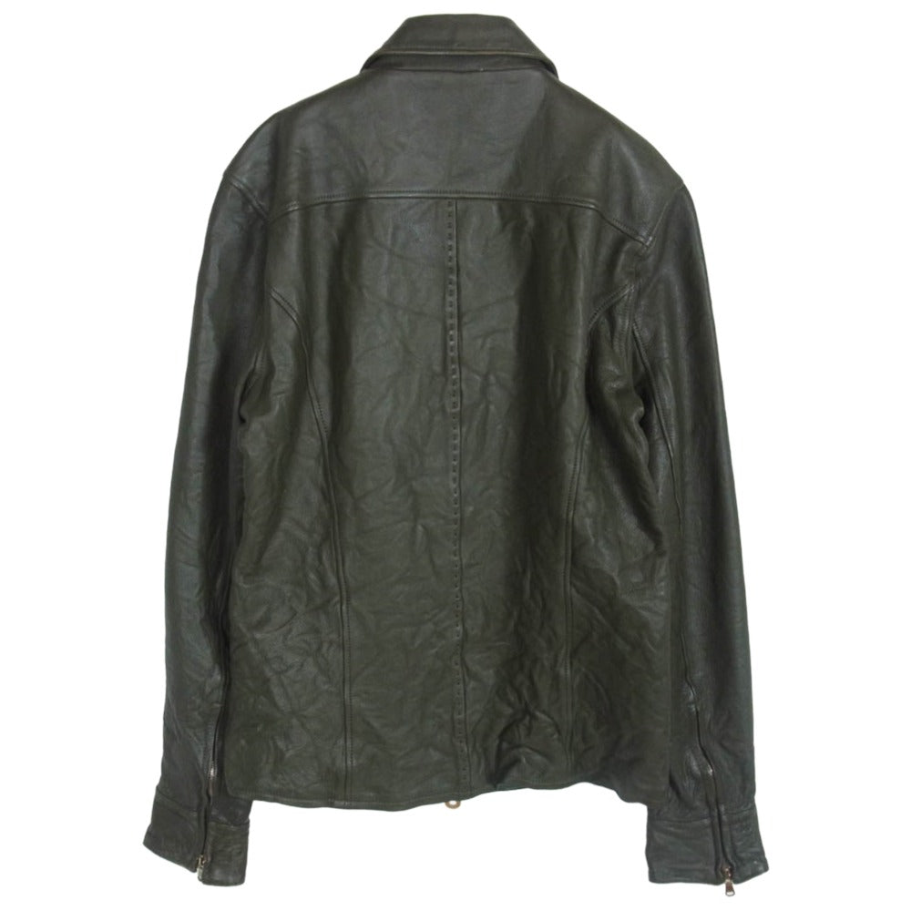 junhashimoto ジュンハシモト LET015 WCF03 シングル ライダース 牛革 カウレザー ジャケット カーキ系 3【中古】
