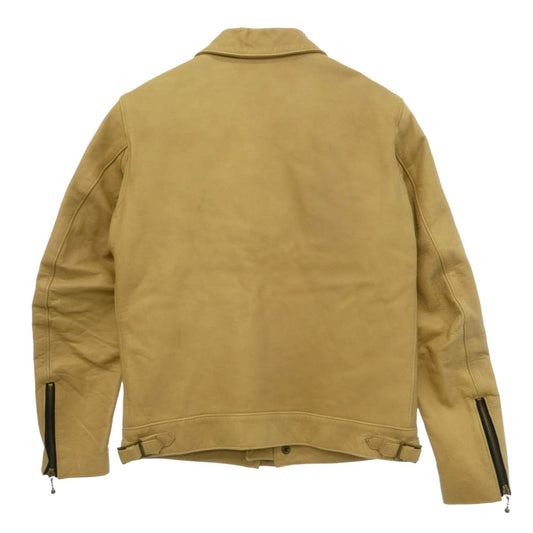 blackmeans ブラックミーンズ 945-70TJ58-5 牛革 カウレザー ジップアップ シングルライダース ジャケット ベージュ系 3【中古】