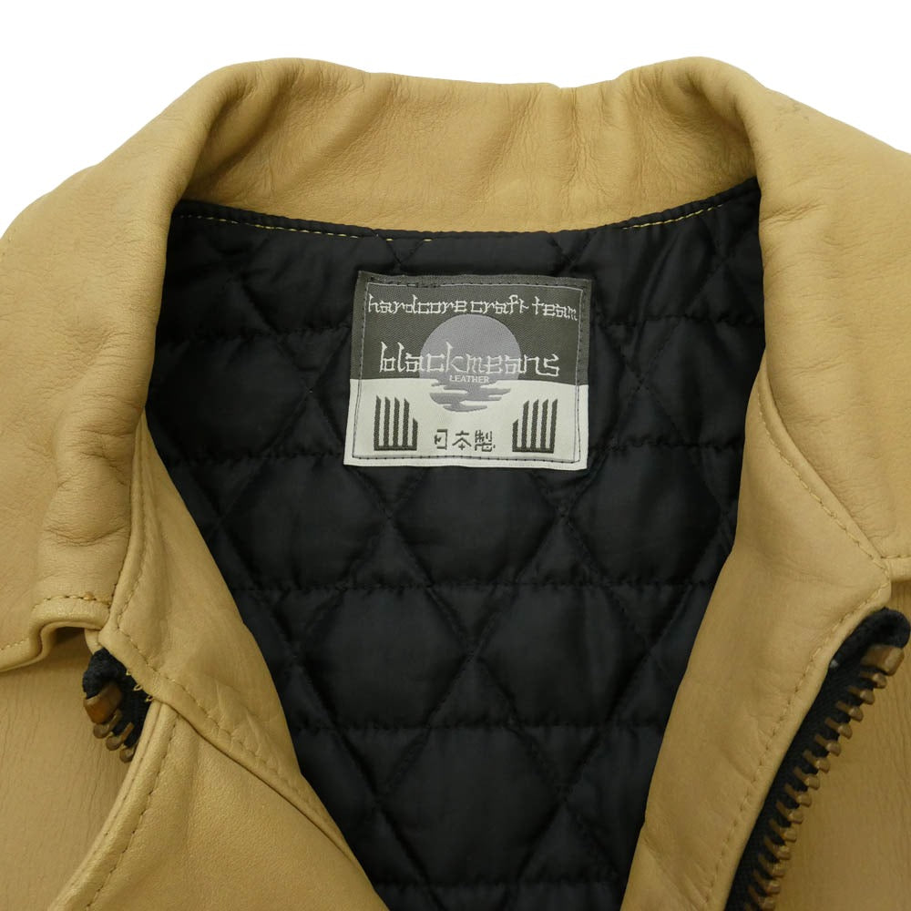 blackmeans ブラックミーンズ 945-70TJ58-5 牛革 カウレザー ジップアップ シングルライダース ジャケット ベージュ系 3【中古】
