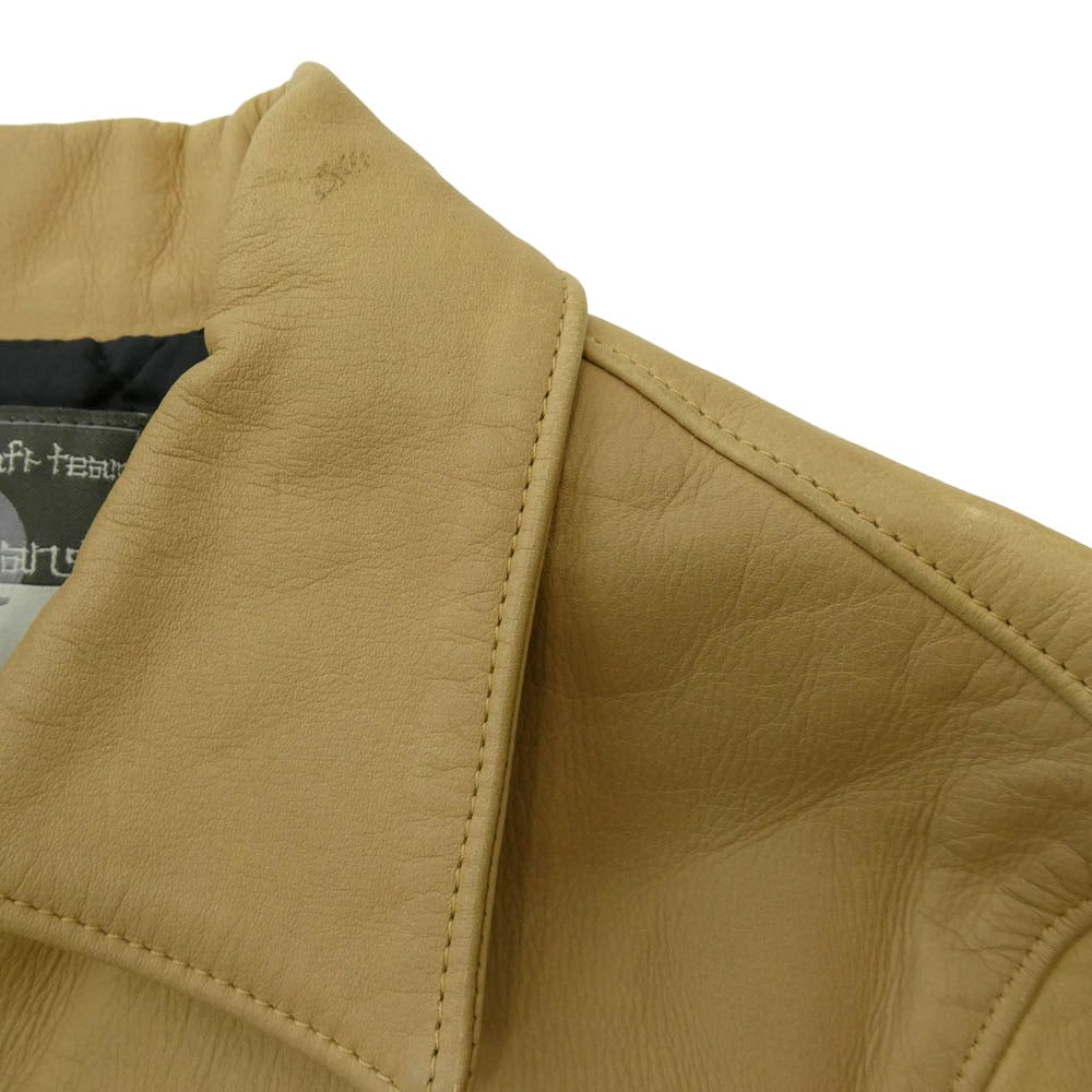blackmeans ブラックミーンズ 945-70TJ58-5 牛革 カウレザー ジップアップ シングルライダース ジャケット ベージュ系 3【中古】