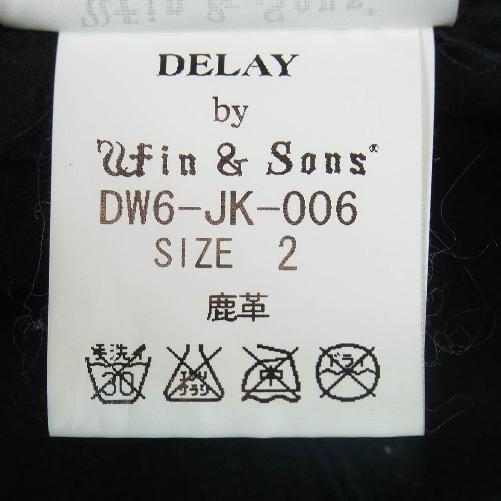 ディレイ バイ ウィンアンドサンズ DW6-JK-006 鹿革 ディアスキン シングルライダース レザー ジップアップ ジャケット ブラック系 2【中古】