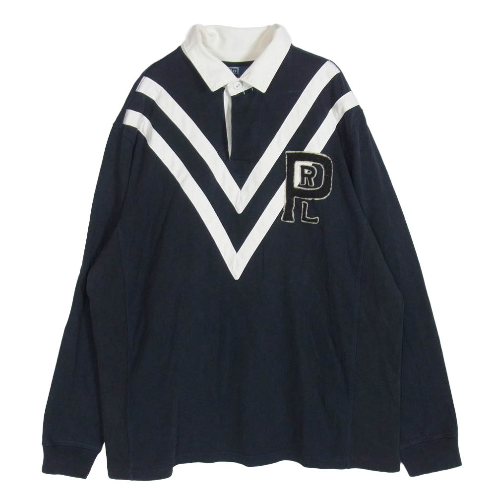POLO RALPH LAUREN ポロ・ラルフローレン ロゴワッペン 長袖 ポロ ラガーシャツ ダークネイビー系 XL【中古】