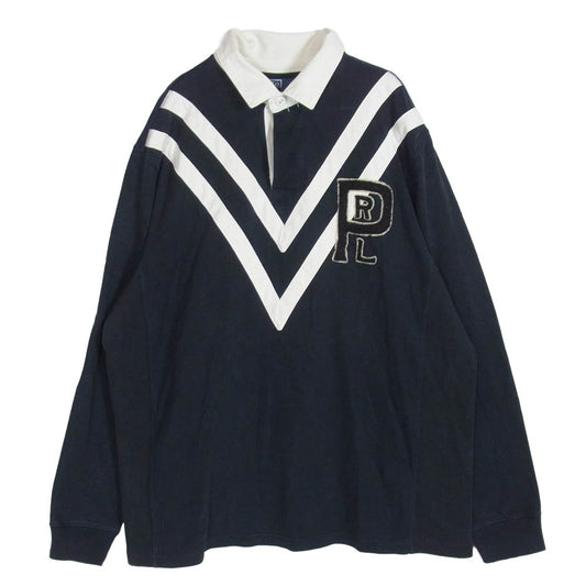 POLO RALPH LAUREN ポロ・ラルフローレン ロゴワッペン 長袖 ポロ ラガーシャツ ダークネイビー系 XL【中古】