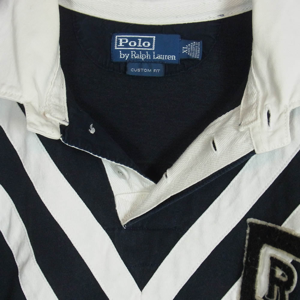 POLO RALPH LAUREN ポロ・ラルフローレン ロゴワッペン 長袖 ポロ ラガーシャツ ダークネイビー系 XL【中古】