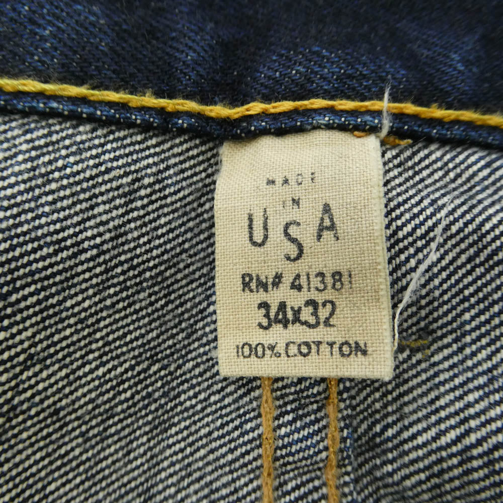RRL ダブルアールエル ボタンフライ 赤耳 デニム パンツ インディゴブルー系 34x32【中古】