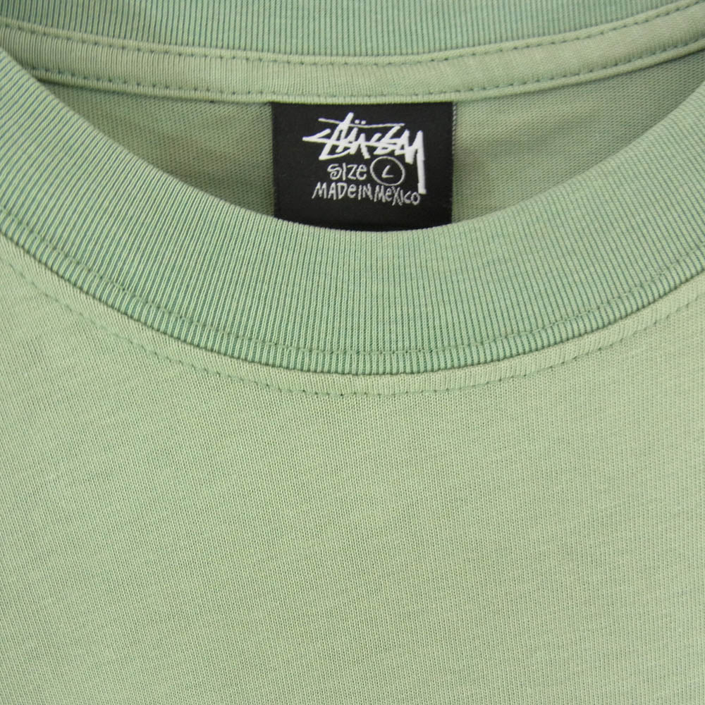STUSSY ステューシー 8 Ball Angel ボール エンジェル プリント ショートスリーブ Tシャツ 半袖 カットソー グリーン系 L【中古】
