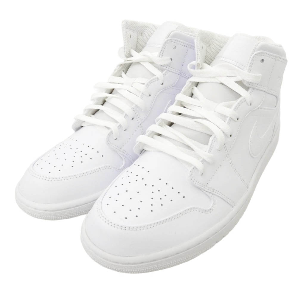 NIKE ナイキ 554724-136 Air Jordan 1 Mid Triple White AJ1 エアジョーダン ミッド トリプルホワイト スニーカー ホワイト系 29.5cm【極上美品】【中古】