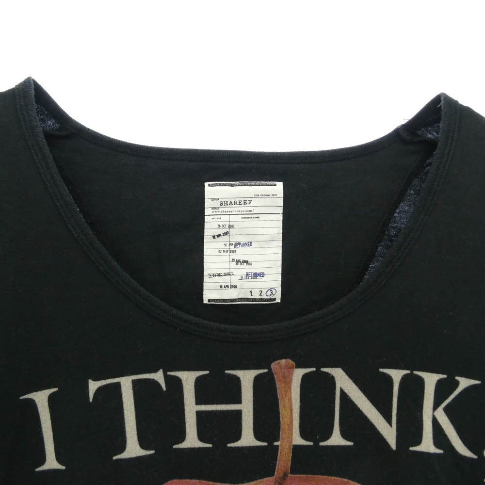 SHAREEF シャリーフ SH-1453B アップルプリント ラウンドネック 半袖 Tシャツ カットソー ブラック系 3【中古】
