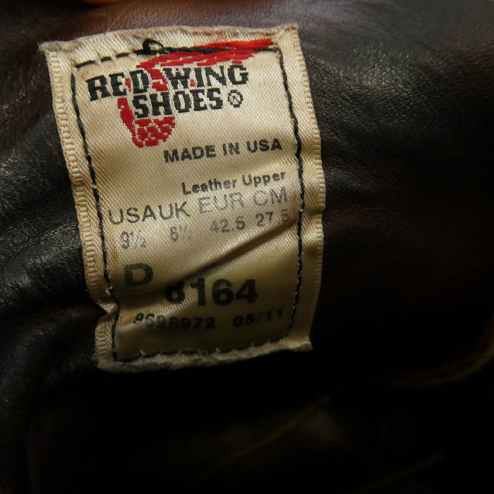 RED WING レッドウィング 8164 USA製 6-inch Classic Round クラシックラウンド スエード ブーツ ブラウン系 27.5cm【中古】
