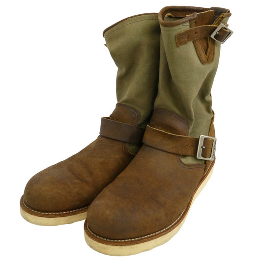 RED WING レッドウィング 2980 USA製 オイルドキャンバス エンジニア ブーツ ブラウン系 モスグリーン系 US9.5【中古】