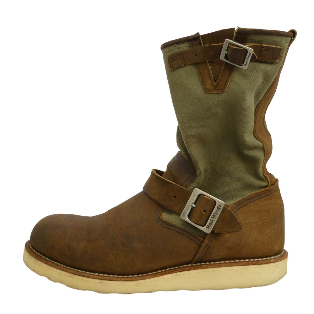RED WING レッドウィング 2980 USA製 オイルドキャンバス エンジニア ブーツ ブラウン系 モスグリーン系 US9.5【中古】