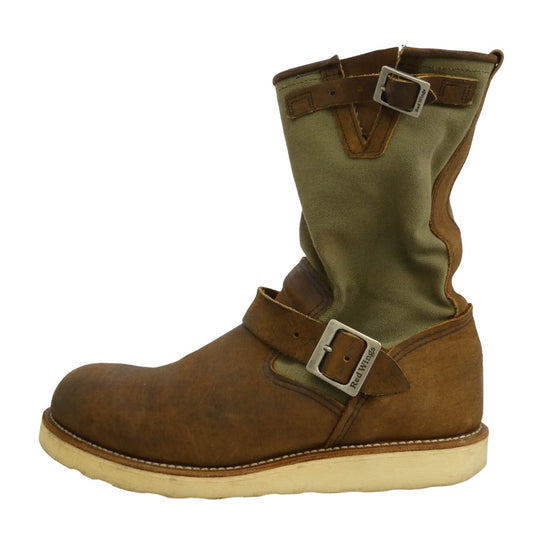 RED WING レッドウィング 2980 USA製 オイルドキャンバス エンジニア ブーツ ブラウン系 モスグリーン系 US9.5【中古】