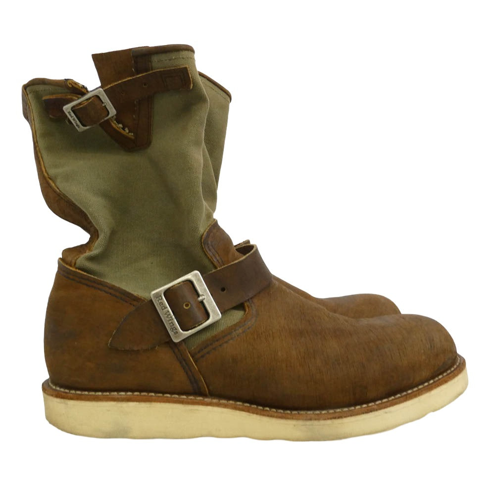 RED WING レッドウィング 2980 USA製 オイルドキャンバス エンジニア ブーツ ブラウン系 モスグリーン系 US9.5【中古】