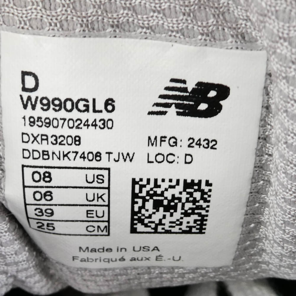 NEW BALANCE ニューバランス W990GL6 USA製 990 V6 Gray Heel USA Logo グレー ヒール USAロゴ ローカット スニーカー グレー系 ホワイト系 25cm【中古】