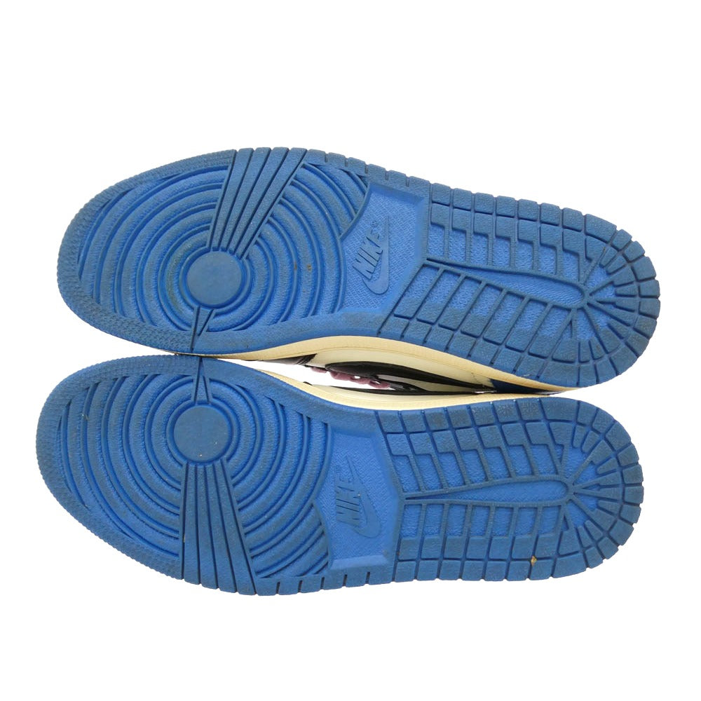 NIKE ナイキ FRAGMENT DESIGN フラグメントデザイン 21AW DM7866-140 × Travis Scott × fragment design 【フェイクバスターズ鑑定済】Air Jordan 1 Low OG SP Military Blue トラヴィススコット × フラグメントデザイン × エアジョーダン1 ロー OG SP ミリタリー ブルー ローカット スニーカー ホワイト系 ブルー系 25.5cm【中古】