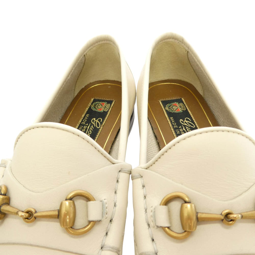 GUCCI グッチ 1953 ホースビット レザー ウィメンズ ローファー ベージュ系 35.5【極上美品】【中古】