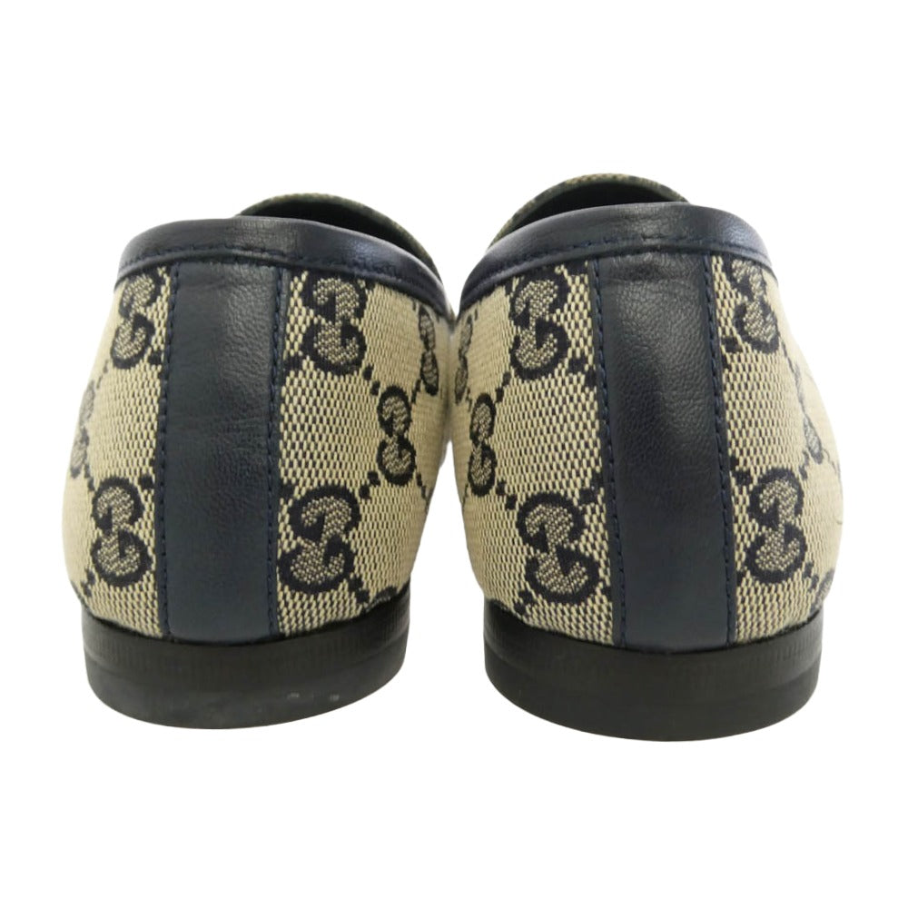 GUCCI グッチ 693213 GGスプリーム キャンバス ホースビット ヨルダーン ウィメンズ ローファー ネイビー系 36【極上美品】【中古】
