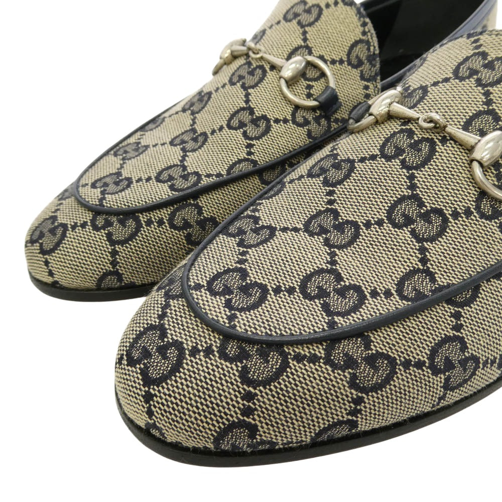 GUCCI グッチ 693213 GGスプリーム キャンバス ホースビット ヨルダーン ウィメンズ ローファー ネイビー系 36【極上美品】【中古】