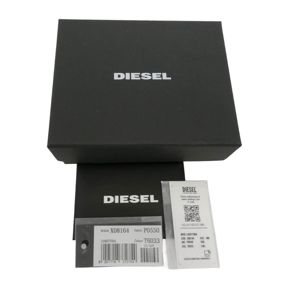 DIESEL ディーゼル X08164 P0550 ロゴ 三つ折り レザー 小銭入れ付き 財布 ネイビー系【中古】
