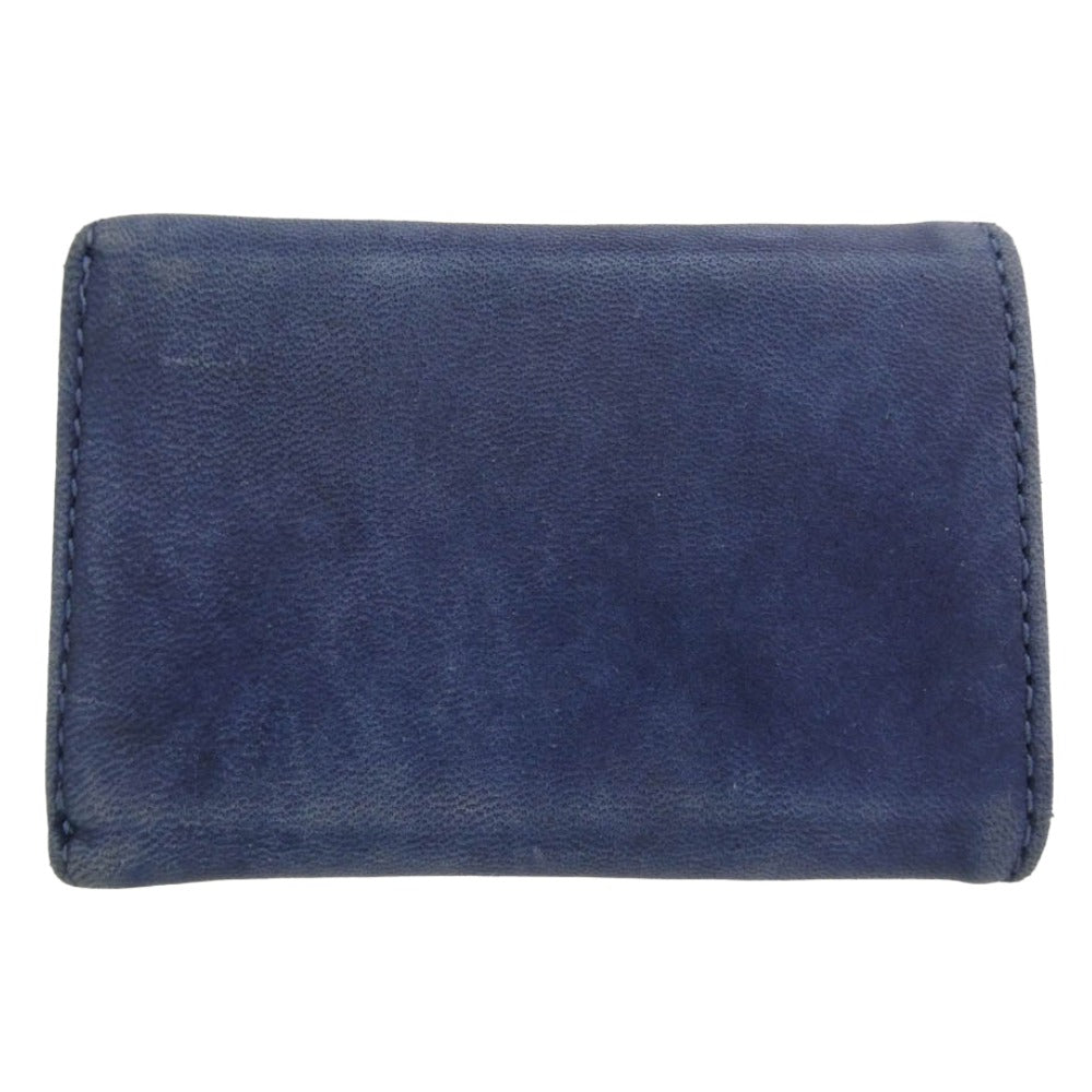DIESEL ディーゼル X08164 P0550 ロゴ 三つ折り レザー 小銭入れ付き 財布 ネイビー系【中古】